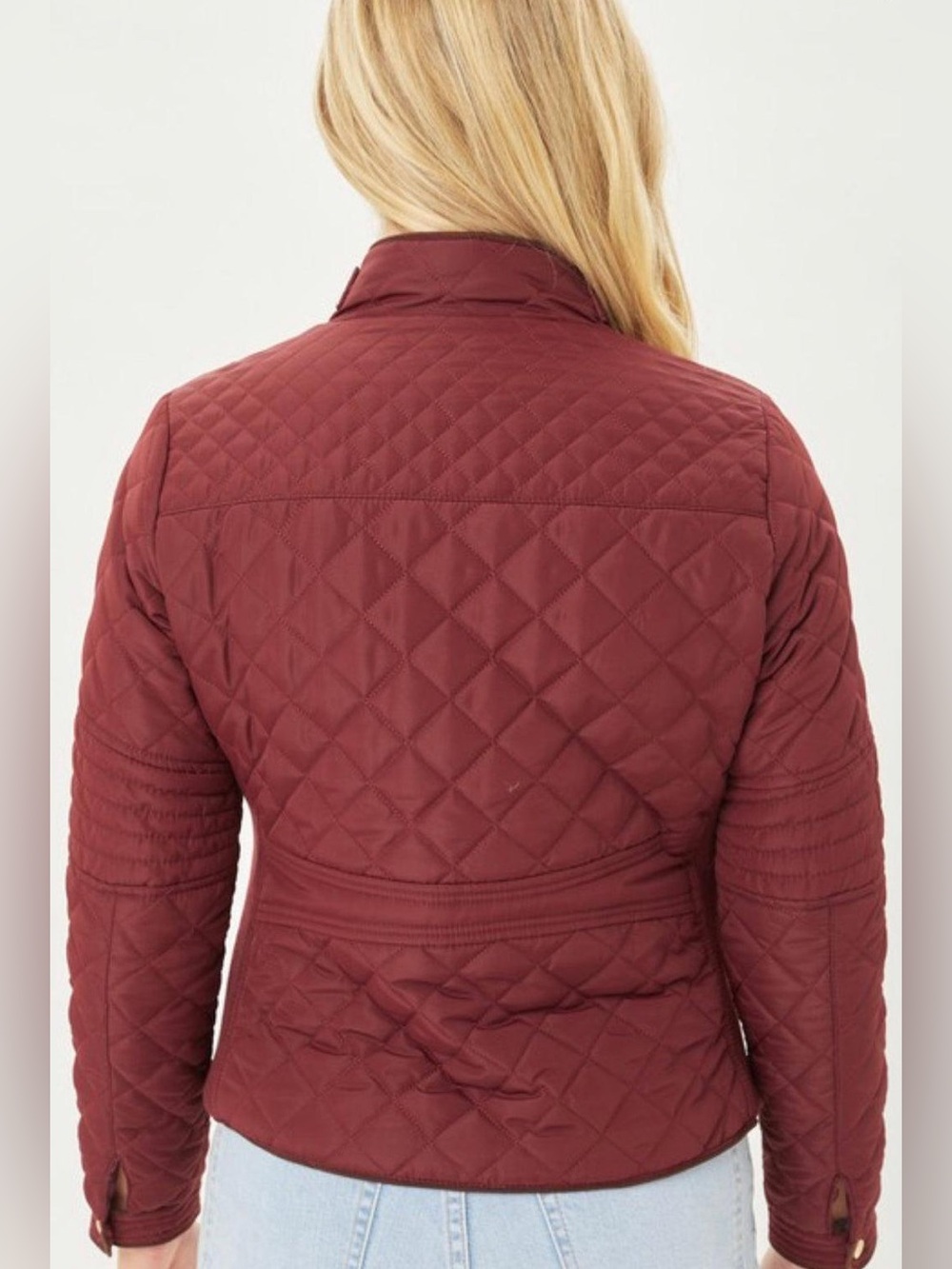 Quilted Burgundy Juniors Jacket with Gold Hardware Juniors size Medium Fall - Picture 2 of 9